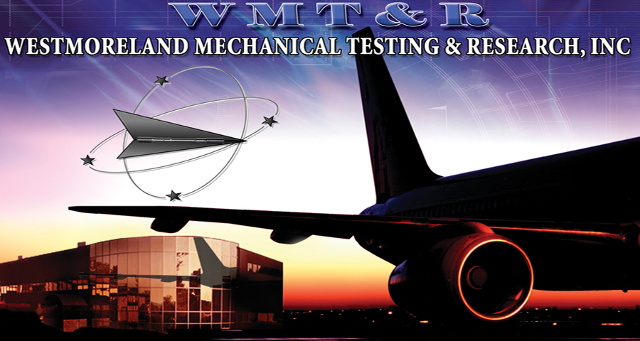 WMT&R, Westmoreland Mechanical Testing & Research, Inc. Headquqrters building with plane and logo