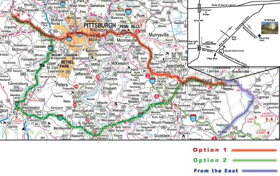 Map with directions to Westmoreland Mechanical Testing & Research, Inc.